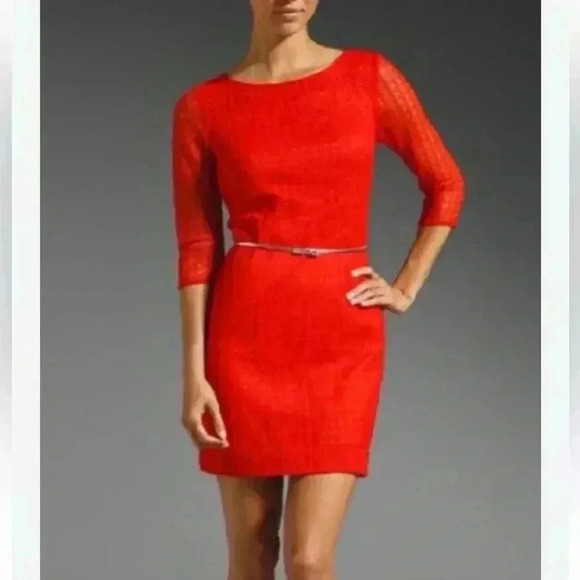 Trina‎ Turk Red Eyelet Dress Size 2 Peekaboo Back Cut Out - Picture 1 of 14